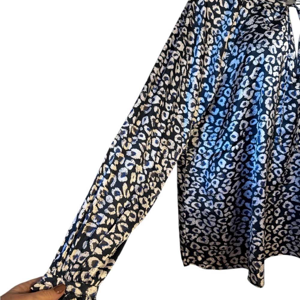 NWT Sofia by Sofia Vergara NAVY LEOPARD PRINT BLOUSE XLARGE #J - Picture 4 of 9